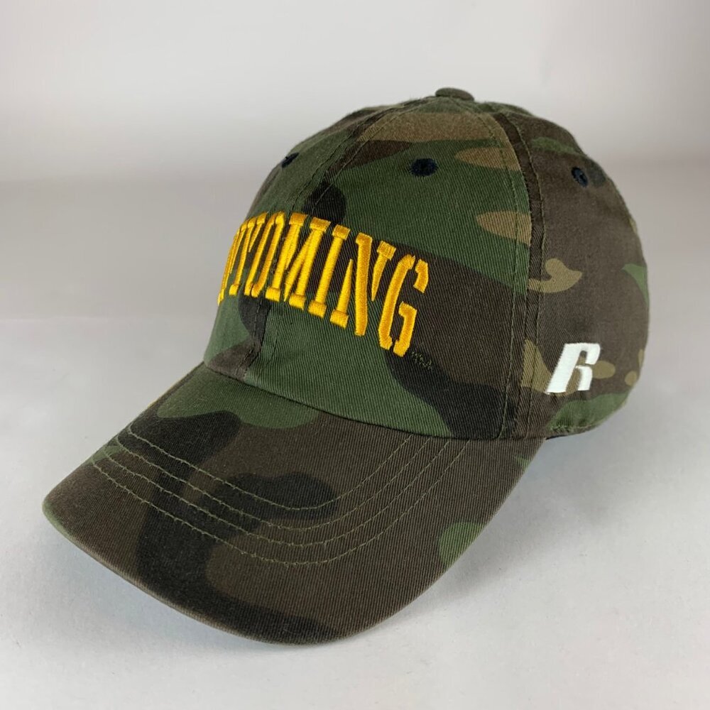 Wyoming Cowboys NCAA Green Camo Russell Athletic Relaxed Fit Strapback Hat